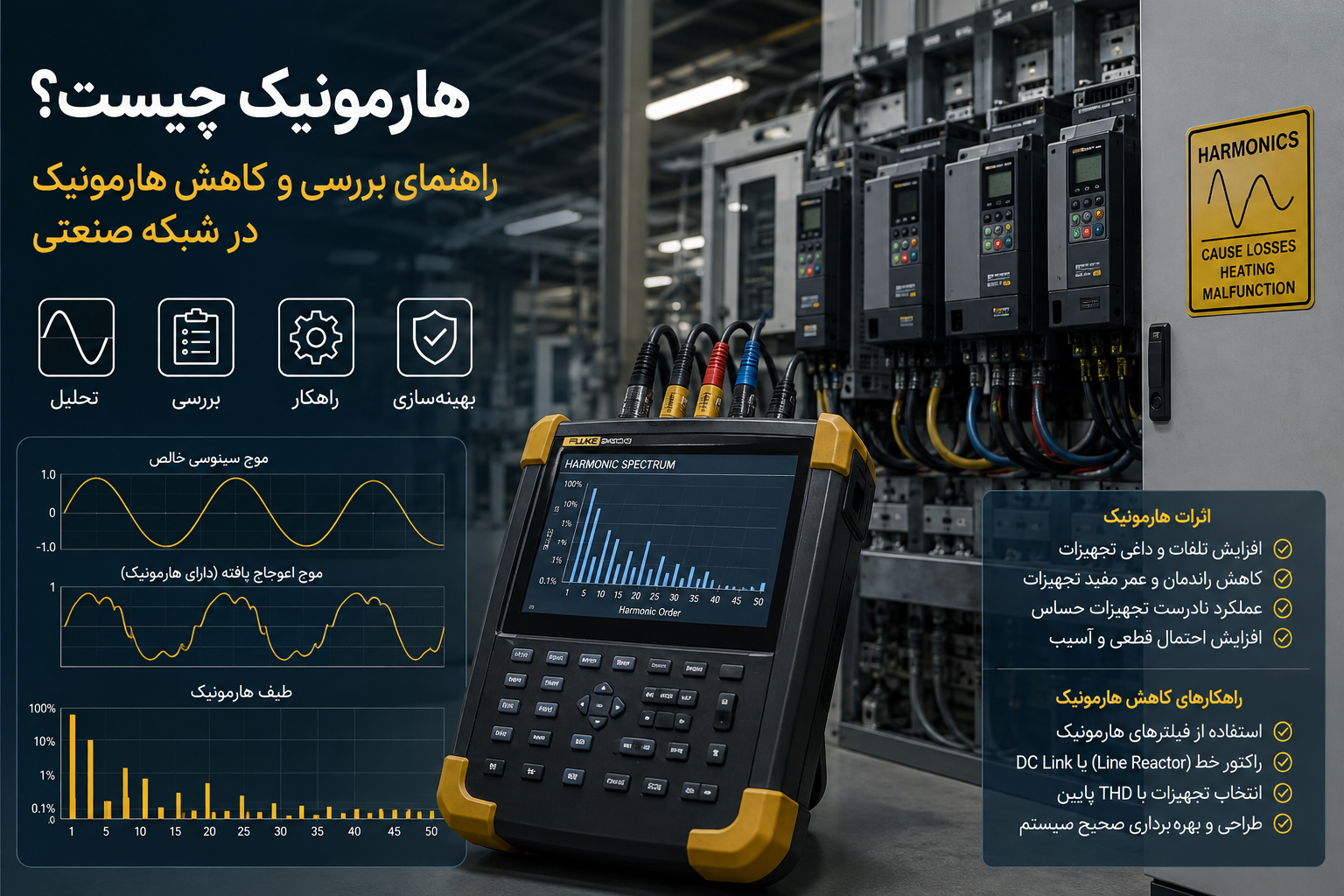 هارمونیک چیست؟ راهنمای بررسی و کاهش هارمونیک در شبکه صنعتی